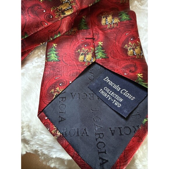 Jerry Garcia Dracula Claus Collection 32 Christmas Tree Reindeer Silk Tie - Picture 4 of 4